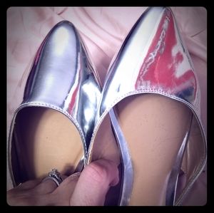 Lane Bryant Silver open heel flats